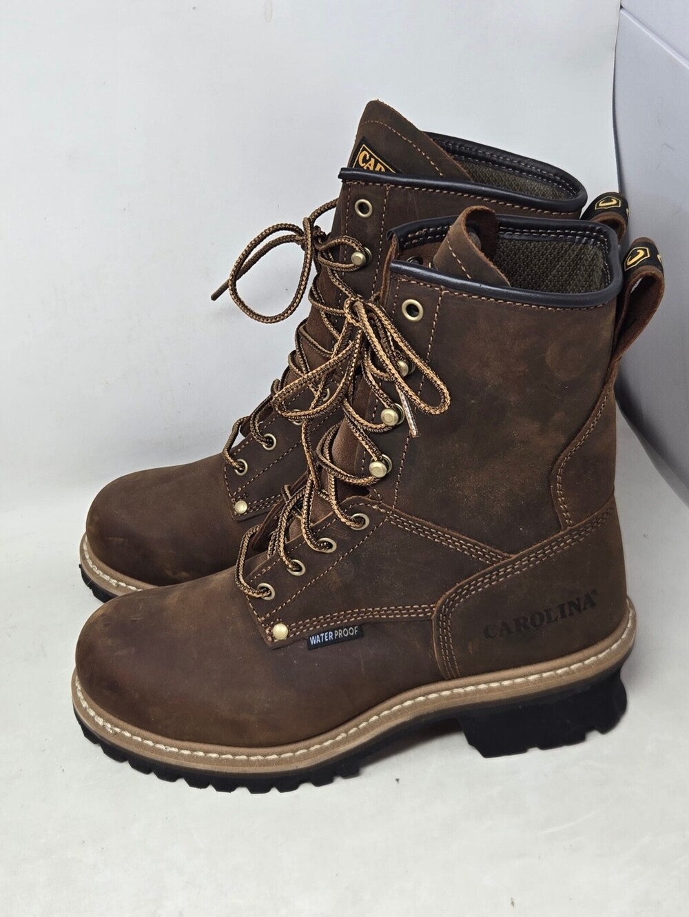 Carolina CA9821 8" Waterproof Steel Toe Logger Work Boots EH - Size 9.5 4E NEW